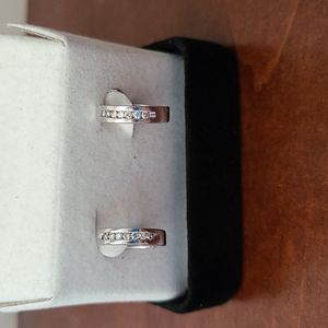 10K White gold diamond hoop earrings